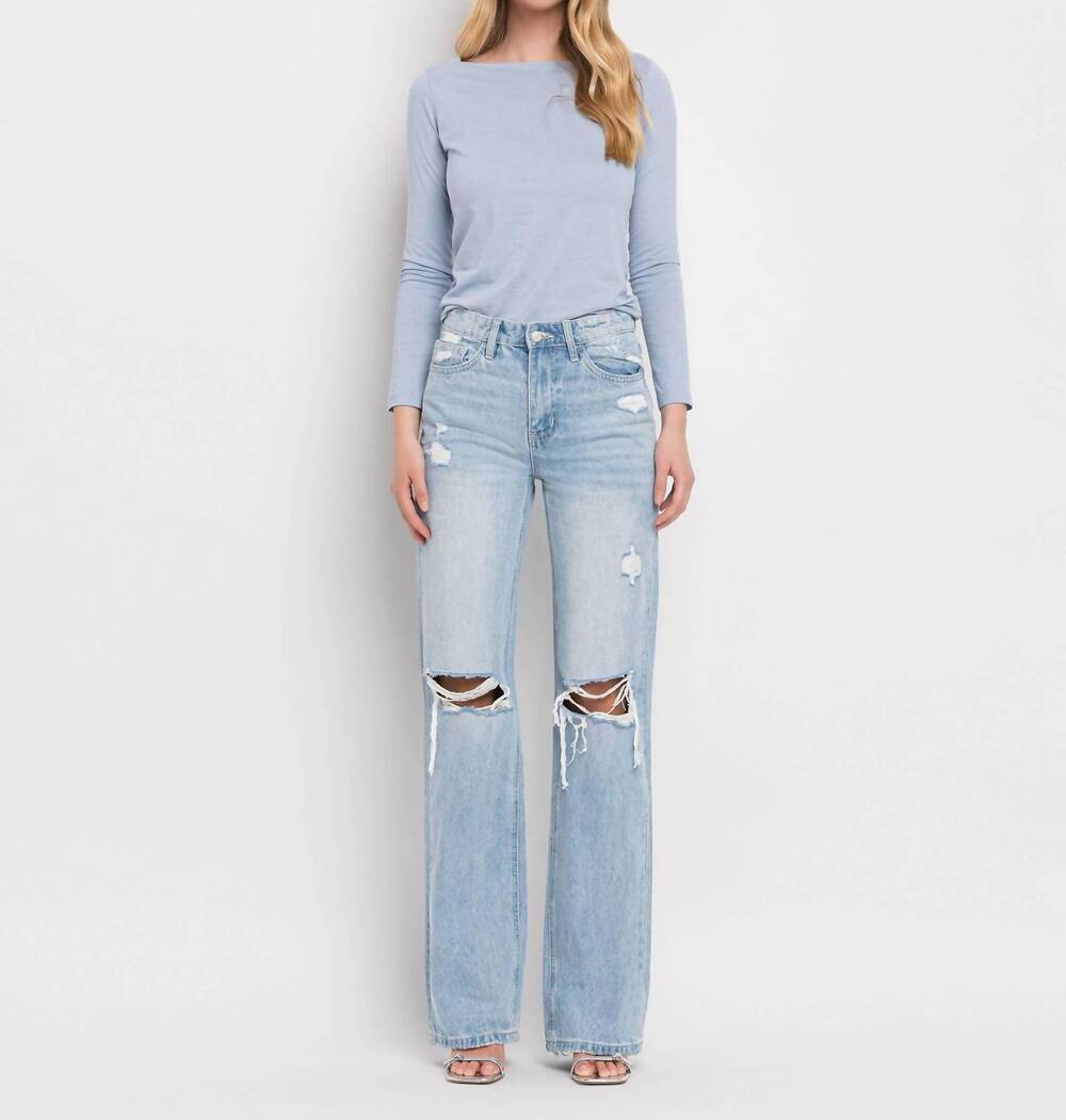 NEW VERVET BY FLYING MONKEY 90's vintage super high rise flare jeans in light wa